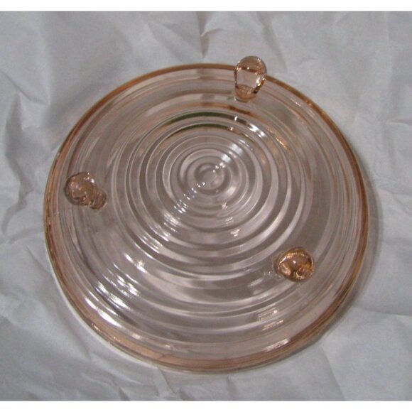 Vintage Pink Depression Glass Candy Dish with Ribbed Design & 3 Peg Feet - Picture 8 of 8